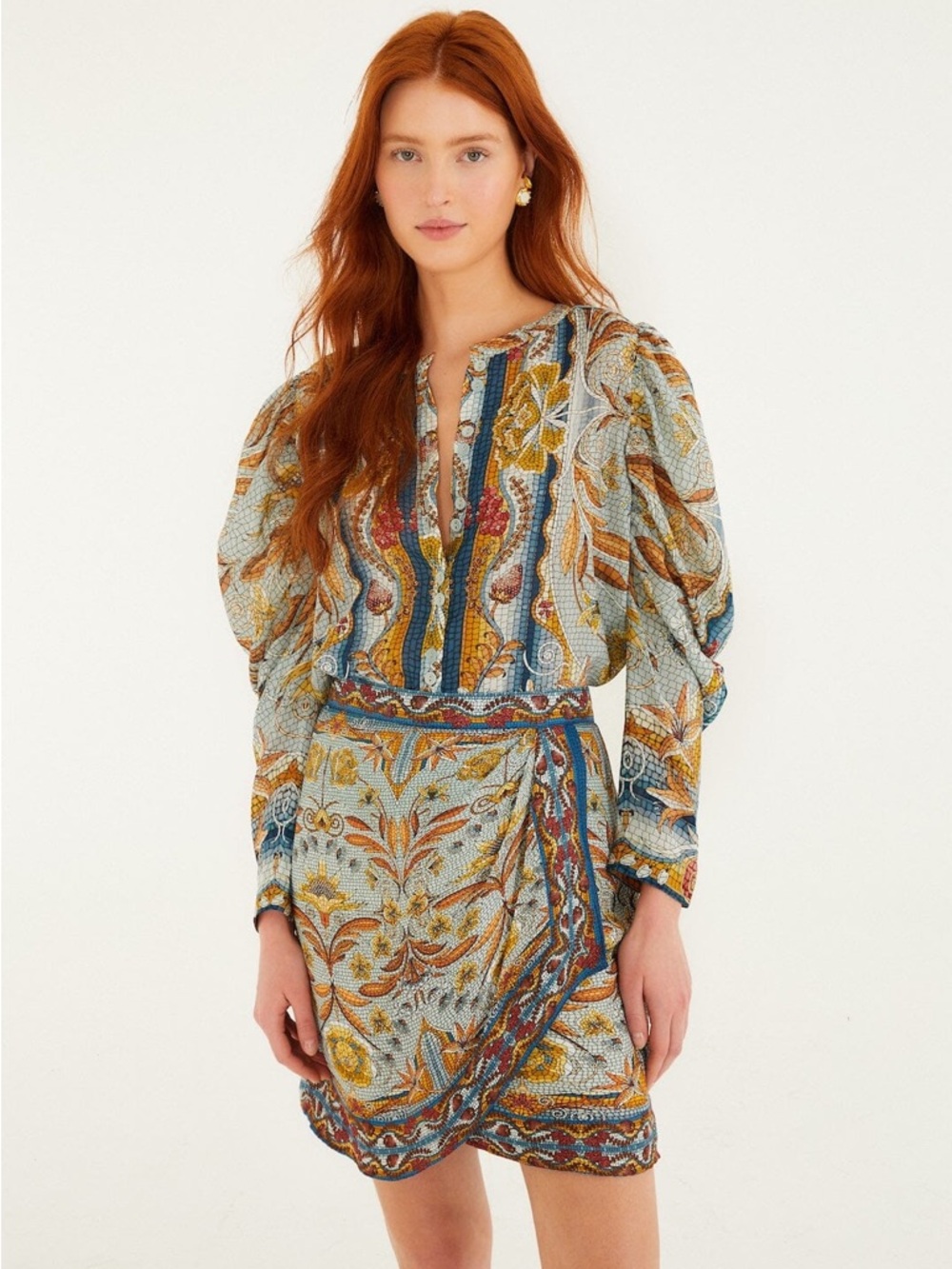 FARM Rio Blue Mosaic Garden
Lenzing Viscose Mini Wrap Skirt